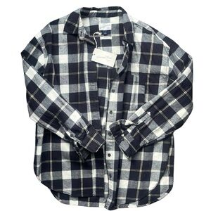 NWT Universal Thread Black and White Plaid Button-Up Shirt Oversized Top